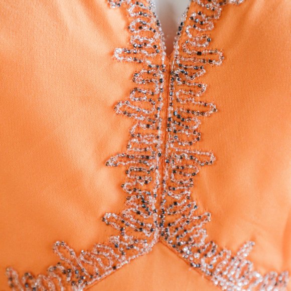 Vintage Empire Waist Beaded Wizard Sleeve Gown - Picture 6 of 10